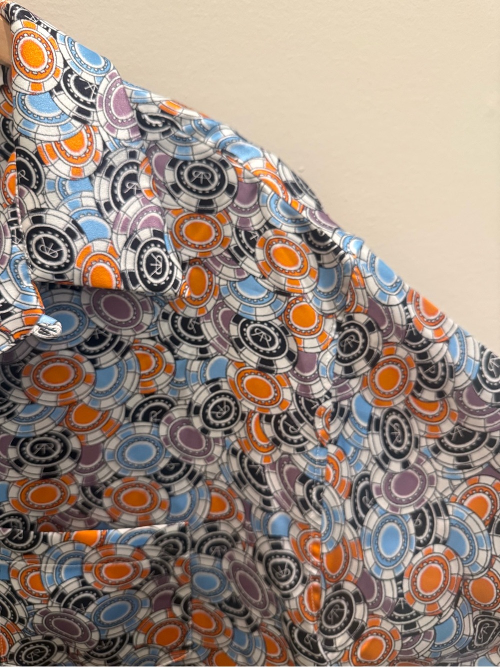 RTA Shirt Men’s Large Button Up Short Sleeve Silk Poker Chip Casino Vegas $595 - Picture 4 of 6